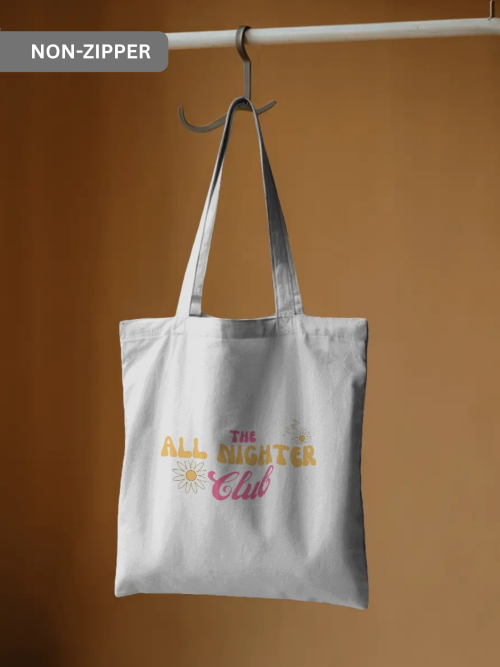 White Tote Bag Non Zipper | All Nighter Club