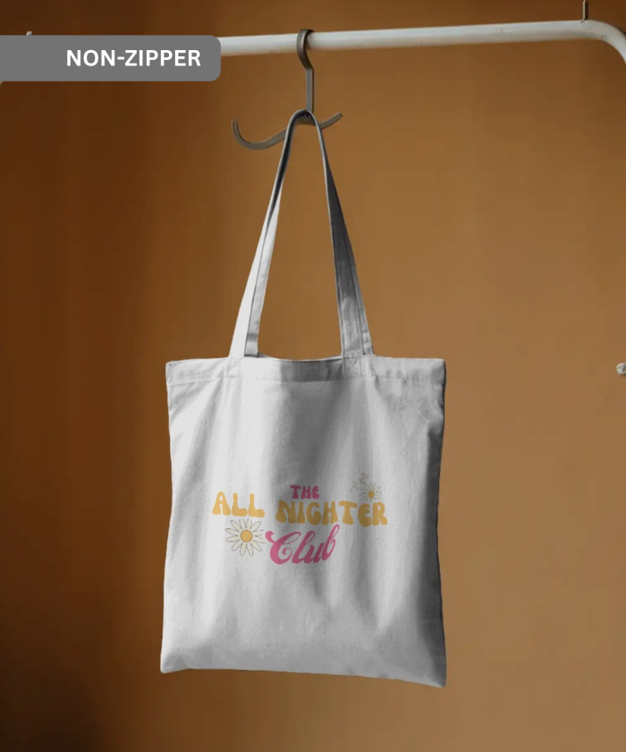 White Tote Bag Non Zipper | All Nighter Club