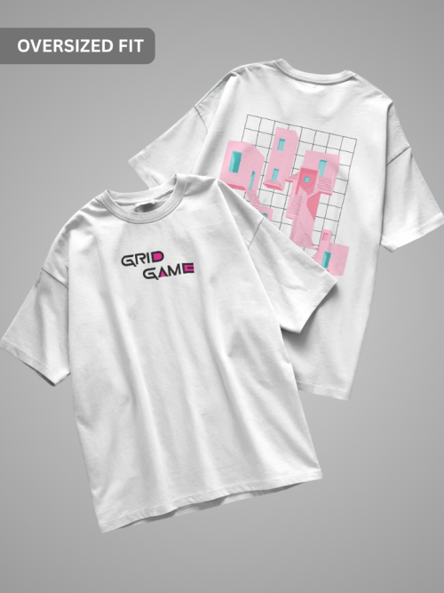 White Oversized T-Shirt | Grid Game | Unisex
