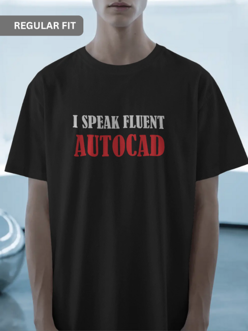 Black Unisex Regular T-Shirt | Fluent Autocad