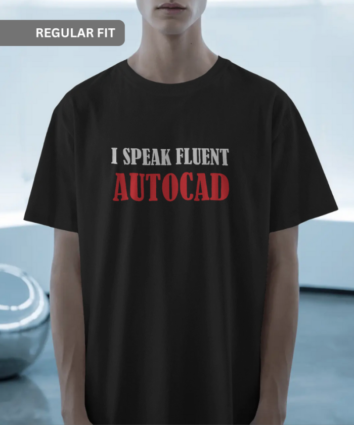Black Unisex Regular T-Shirt | Fluent Autocad