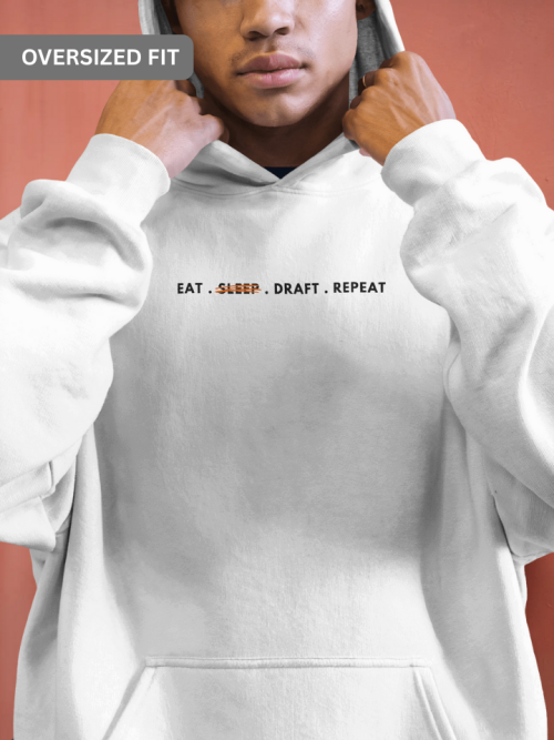 White Unisex Oversized Hoodie | Draft - Repeat