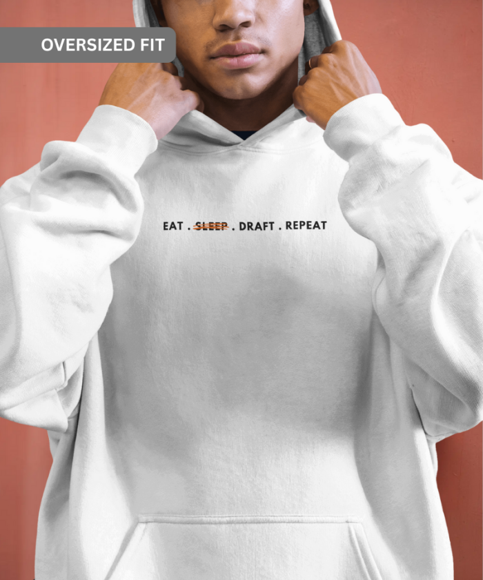 White Unisex Oversized Hoodie | Draft - Repeat