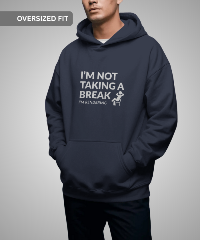 Navy Blue Unisex Oversized Hoodie | Render Break