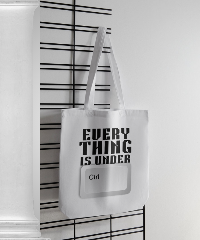 White Tote Bag Zipper | Everything is under Ctrl